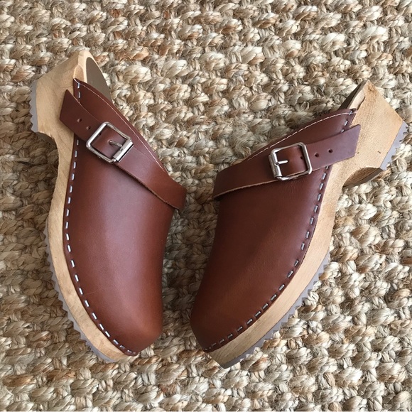 New: MIA Alma Leather and Wood Clog. Made in Sweden. Size 37 - Picture 9 of 16